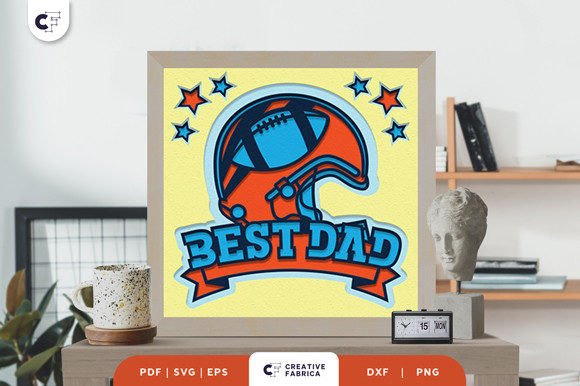 American Football Dad 3D Shadow Box: 3D SVG for Father’s Day Branding