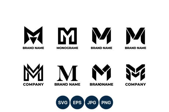 Black Letter M Monogram Vector: Graphics & Illustrations for Sellers