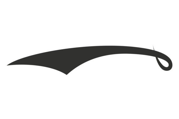 Black Letter Tail. Retro Swoosh. Curled Graphics