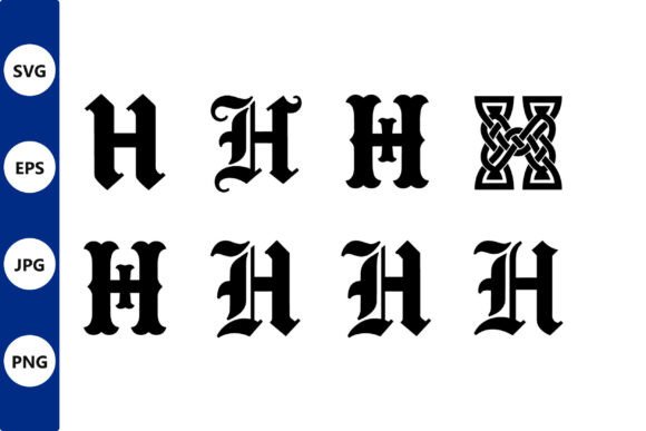 Bold H Glyphs Gothic Monogram: Graphics & Illustrations for Handmade Brands