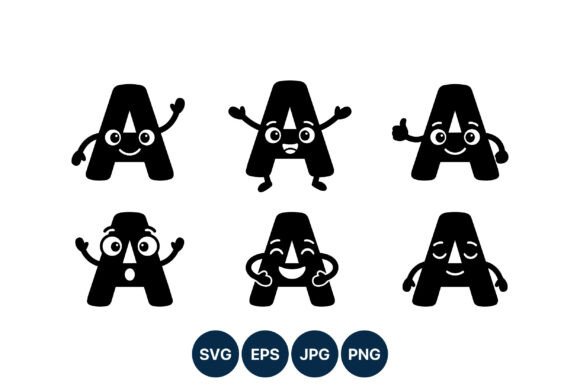 Cute Black Letter A Graphics & Illustrations