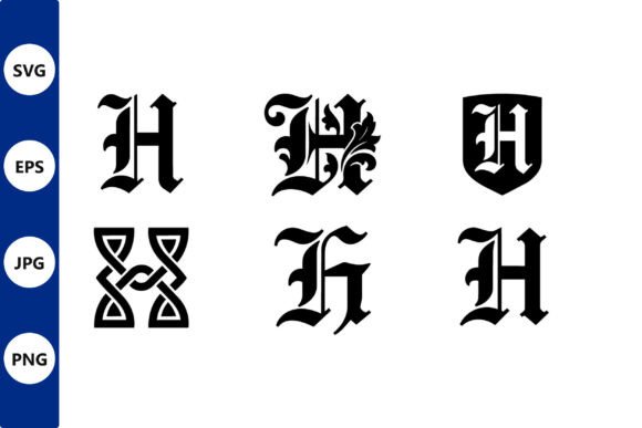 Gothic H Monogram: Scalable Graphics & Illustrations for Handmade Brands
