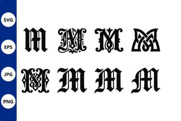 Ornamental Blackletter M Monograms: Graphics & Illustrations for Handmade Brands