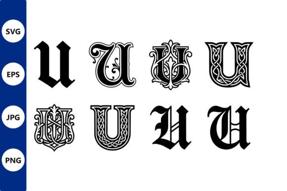 Ornamental U Monogram Vector Design: Graphics & Illustrations