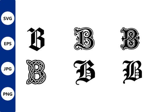 Ornate Blackletter B Glyph Set: Graphics & Illustrations