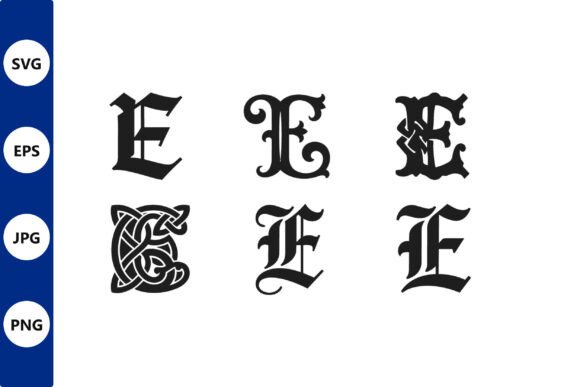 Ornate Blackletter E Monogram Set