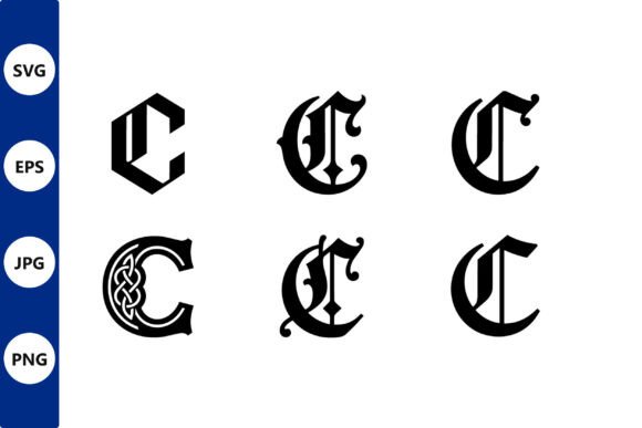 Ornate Blackletter Monogram Set C: Graphics & Illustrations for Rich Branding