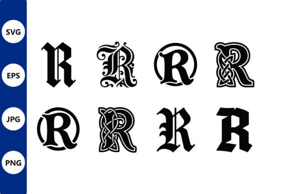 Ornate Blackletter R Glyphs: Graphics & Illustrations for Local Branding