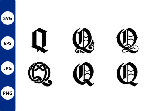 Ornate Q Glyphs Vector Set: Graphics & Illustrations for Bold Brand Moments