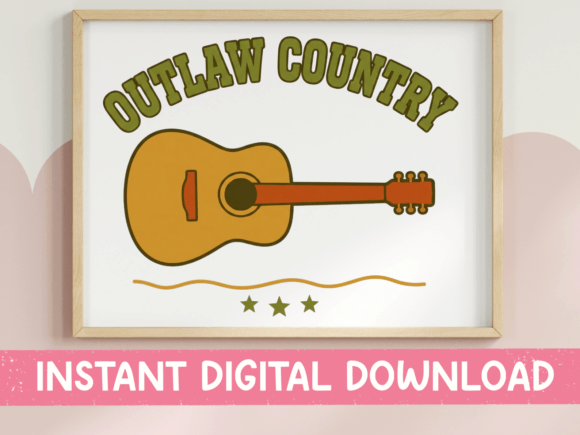 Outlaw Country Guitar SVG: Graphics for Authentic T-Shirt Designs