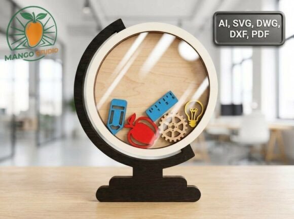 School Globe Shaker Laser Cut Design