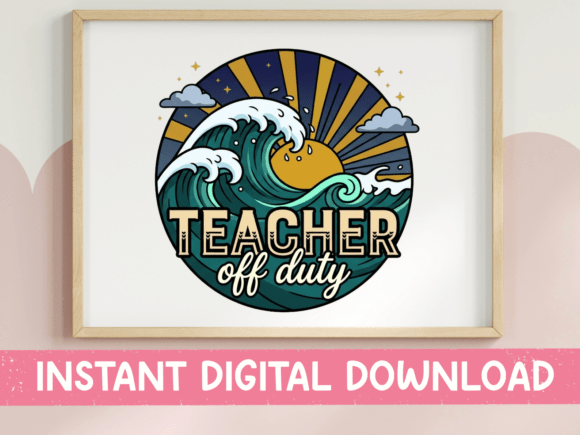 Teacher Off Duty Ocean Wave Badge Graphics